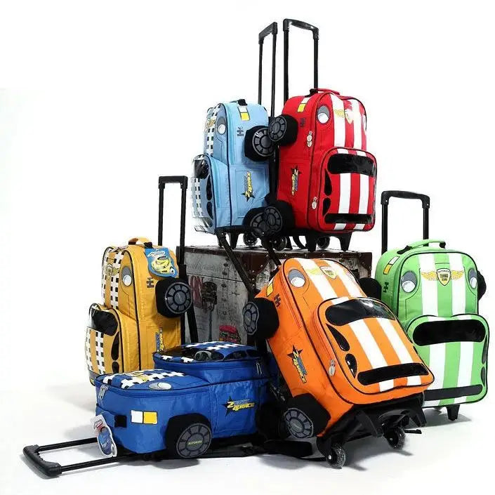 3D Car style kids School Trolley Bags - Thumbnail 3
