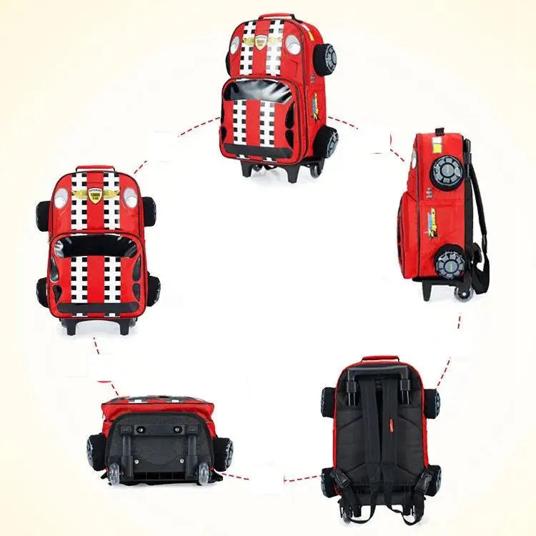 3D Car style kids School Trolley Bags boy's Rolling Backpack for boys School Wheeled Bags Wheels Rolling Trolley Backpack bags