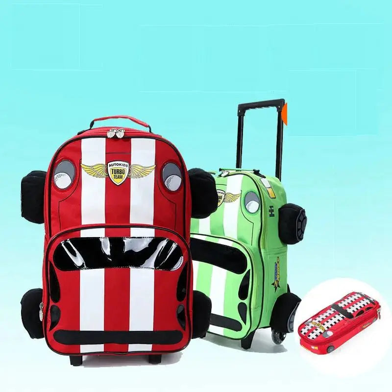 3D Car style kids School Trolley Bags - Thumbnail 4