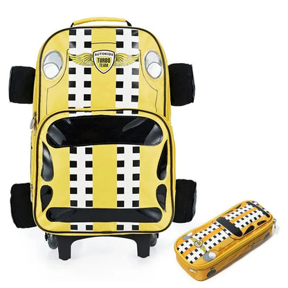 3D Car style kids School Trolley Bags boy's Rolling Backpack for boys School Wheeled Bags Wheels Rolling Trolley Backpack bags