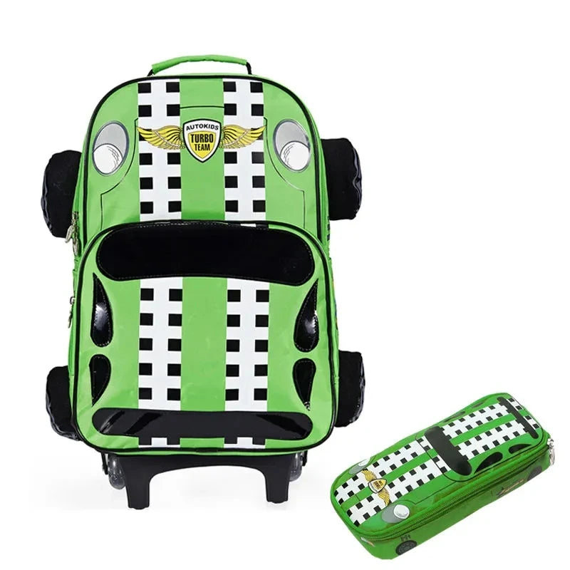 3D Car style kids School Trolley Bags boy's Rolling Backpack for boys School Wheeled Bags Wheels Rolling Trolley Backpack bags