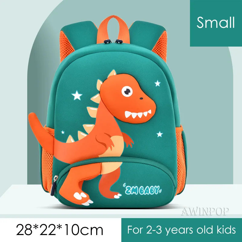 3D Dinosaur School Backpacks for Kids Kindergarten Boys School Bags Waterproof Neoprene Cute Children Book Bag Kawaii Schoolbag