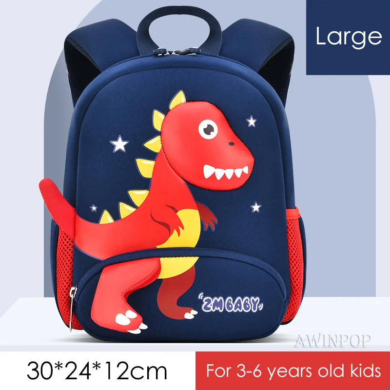 3D Dinosaur School Backpacks for Kids Kindergarten Boys School Bags Waterproof Neoprene Cute Children Book Bag Kawaii Schoolbag