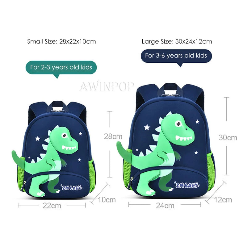 3D Dinosaur School Backpacks for Kids Kindergarten Boys School Bags Waterproof Neoprene Cute Children Book Bag Kawaii Schoolbag