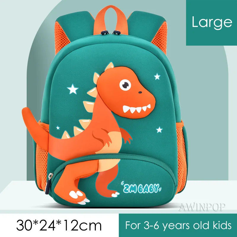3D Dinosaur School Backpacks for Kids Kindergarten Boys School Bags Waterproof Neoprene Cute Children Book Bag Kawaii Schoolbag