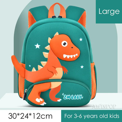 3D Dinosaur School Backpacks for Kids Kindergarten Boys School Bags Waterproof Neoprene Cute Children Book Bag Kawaii Schoolbag