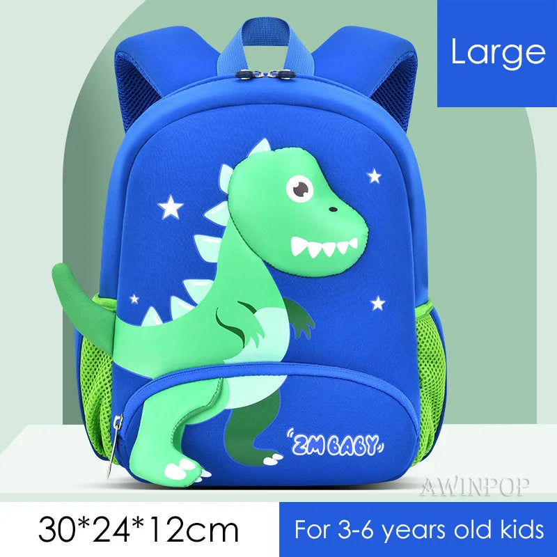 3D Dinosaur School Backpacks for Kids Kindergarten Boys School Bags Waterproof Neoprene Cute Children Book Bag Kawaii Schoolbag