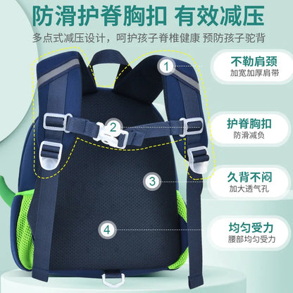 3D Dinosaur School Backpacks for Kids Kindergarten Boys School Bags Waterproof Neoprene Cute Children Book Bag Kawaii Schoolbag