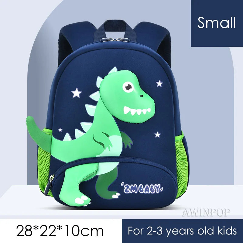 3D Dinosaur School Backpacks for Kids Kindergarten Boys School Bags Waterproof Neoprene Cute Children Book Bag Kawaii Schoolbag