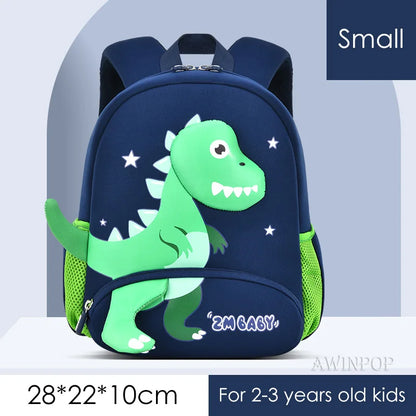 3D Dinosaur School Backpacks for Kids Kindergarten Boys School Bags Waterproof Neoprene Cute Children Book Bag Kawaii Schoolbag