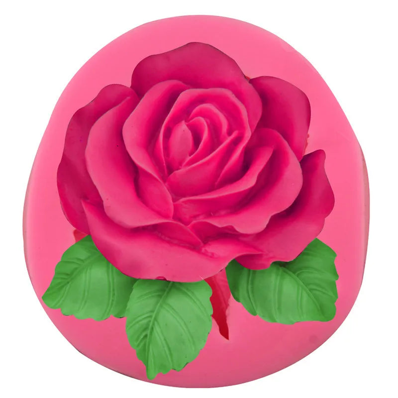 3D Flower Bloom Rose shape Silicone Fondant Soap Cake Mold Baking Tool Moulds Cupcake Jelly Candy Chocolate Decoration