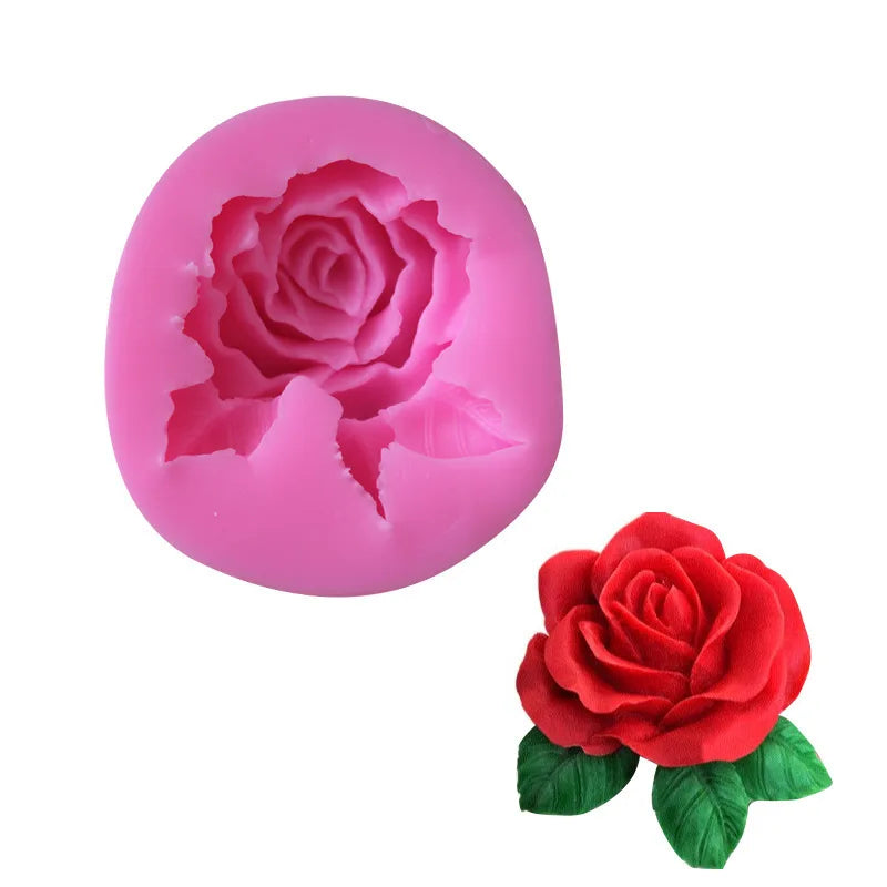 3D Flower Bloom Rose shape Silicone Fondant Soap Cake Mold Baking Tool Moulds Cupcake Jelly Candy Chocolate Decoration