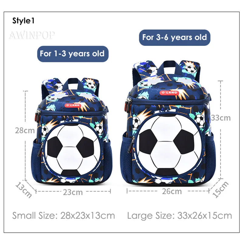 3D Football School Backpacks for Boys Kindergarten Children School Bags Student Travel Bag Kids Pack Mochila Infantil Escolar