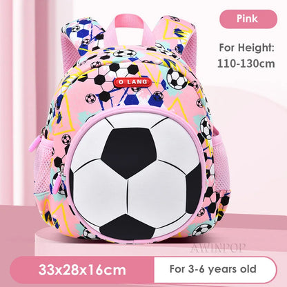 3D Football School Backpacks for Boys Kindergarten Children School Bags Student Travel Bag Kids Pack Mochila Infantil Escolar