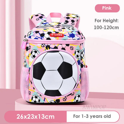 3D Football School Backpacks for Boys Kindergarten Children School Bags Student Travel Bag Kids Pack Mochila Infantil Escolar
