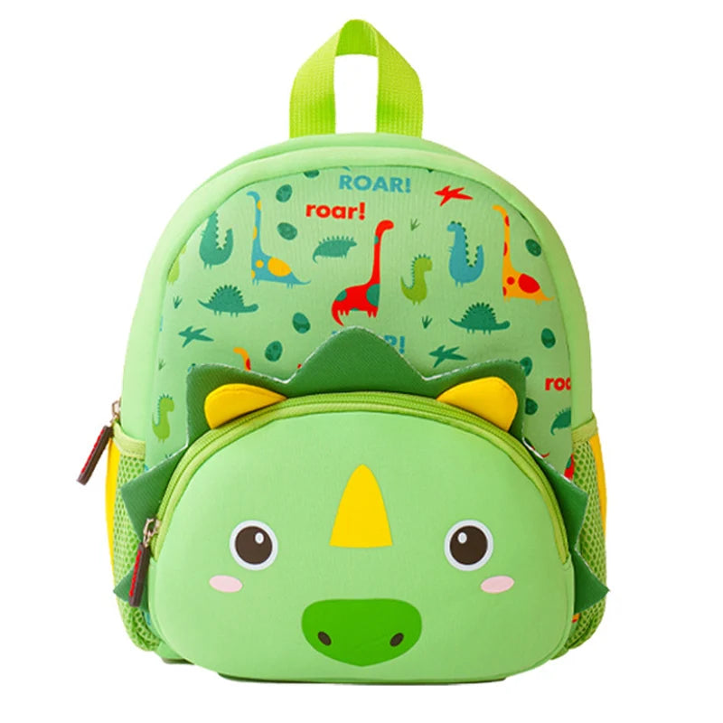 3D Green Dinosaur Children School Backpacks for Boys Waterproof Cartoon Animals Kindergarten Kids School Bags for 2-5 Years Old