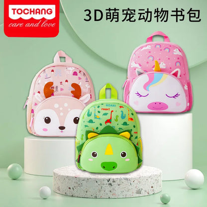 3D Green Dinosaur Children School Backpacks for Boys Waterproof Cartoon Animals Kindergarten Kids School Bags for 2-5 Years Old