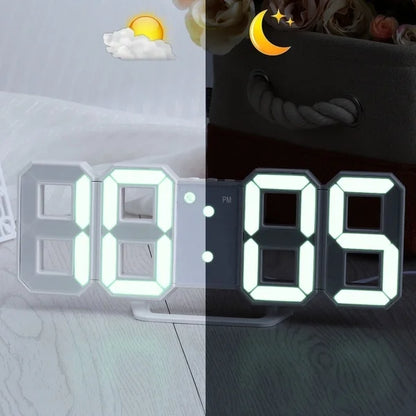 3D LED Digital Clock wall deco Glowing Night Mode Adjustable Electronic Table Clock Wall Clock decoration living room LED Clock