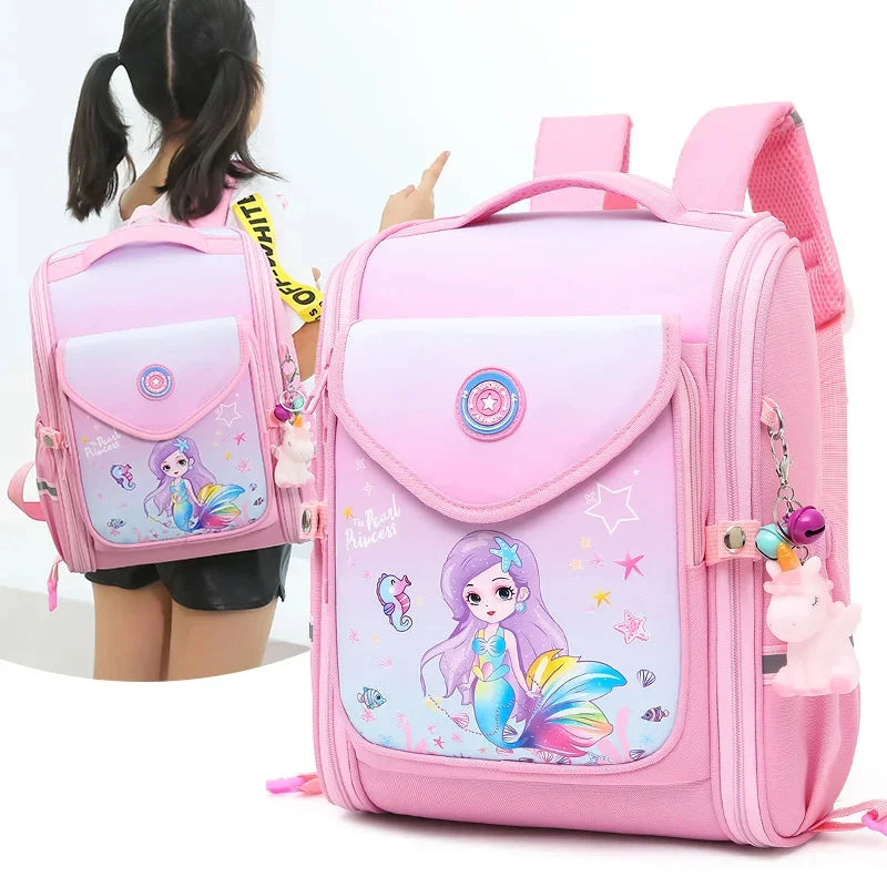 3D Orthopedic Backpacks For Girls Cartoon Mermaid Waterproof Primary School Bags Kids Satchel Knapsack Mochila Escolar