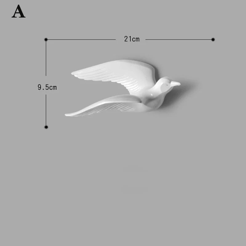 3D resin bird wall decorations three-dimensional wall stickers white gold bird statue living room TV sofa background wall art
