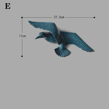 3D resin bird wall decorations three-dimensional wall stickers white gold bird statue living room TV sofa background wall art