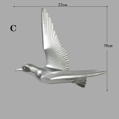 3D resin bird wall decorations three-dimensional wall stickers white gold bird statue living room TV sofa background wall art