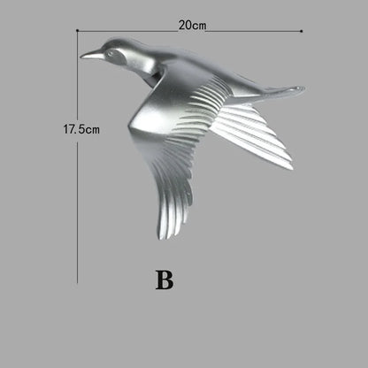 3D resin bird wall decorations three-dimensional wall stickers white gold bird statue living room TV sofa background wall art