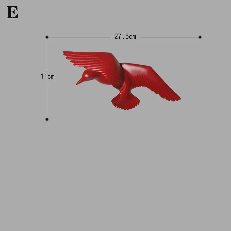 3D resin bird wall decorations three-dimensional wall stickers white gold bird statue living room TV sofa background wall art