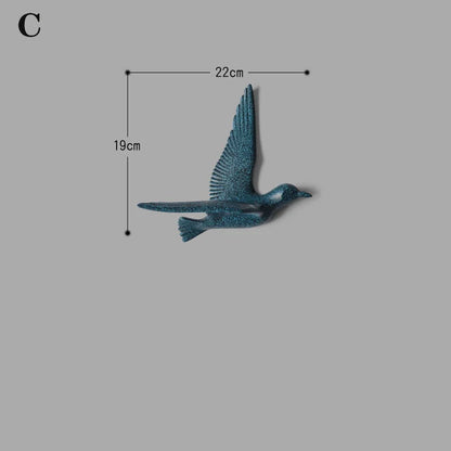 3D resin bird wall decorations three-dimensional wall stickers white gold bird statue living room TV sofa background wall art