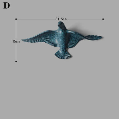3D resin bird wall decorations three-dimensional wall stickers white gold bird statue living room TV sofa background wall art