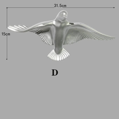 3D resin bird wall decorations three-dimensional wall stickers white gold bird statue living room TV sofa background wall art