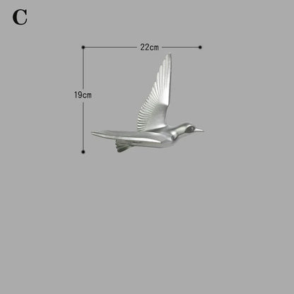 3D resin bird wall decorations three-dimensional wall stickers white gold bird statue living room TV sofa background wall art