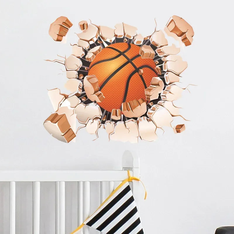 3D wall sports basketball children bedroom home wall background decoration stickers self adhesive room decor  sticker