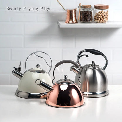 3L High Quality Whistle Teapot Rust Stainless Steel Gas Electric Stove Kettle Water Teapot Camping Portable Heating Teapot