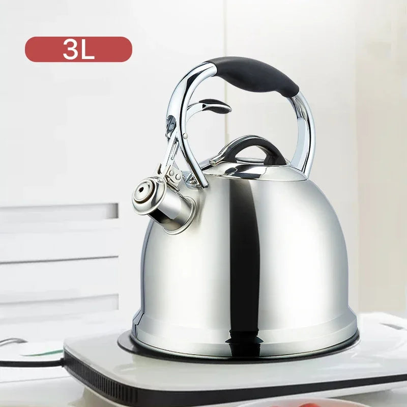 3L High Quality Whistle Teapot Rust Stainless Steel Gas Electric Stove Kettle Water Teapot Camping Portable Heating Teapot