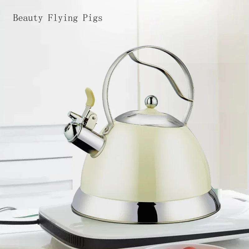 3L High Quality Whistle Teapot Rust Stainless Steel Gas Electric Stove Kettle Water Teapot Camping Portable Heating Teapot