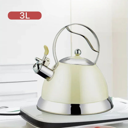 3L High Quality Whistle Teapot Rust Stainless Steel Gas Electric Stove Kettle Water Teapot Camping Portable Heating Teapot