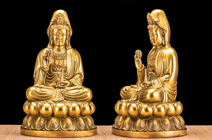 3P -26CM Sakyamuni Ksitigarbha GUANYIN THREE Buddha figures HOME family  Protection feng shui copper Sculpture statue