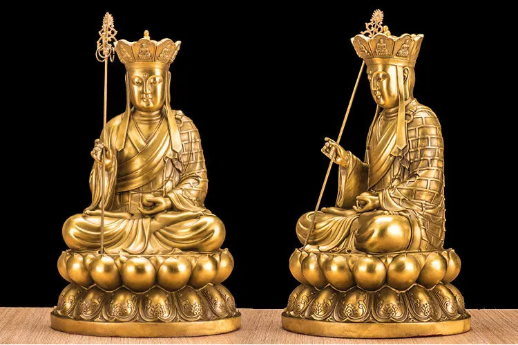 3P -26CM Sakyamuni Ksitigarbha GUANYIN THREE Buddha figures HOME family  Protection feng shui copper Sculpture statue