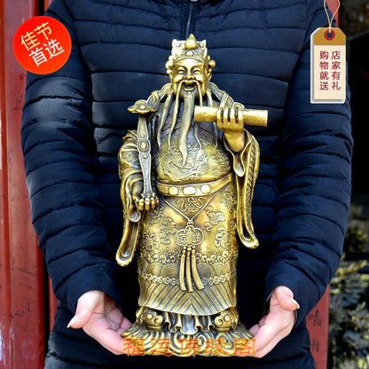 3P Copper Gods statue FU LU SHOU Three Stars of Luck HOME company hall thriving business Money Drawing Good luck brass statue