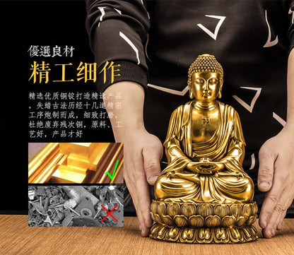 3P -TOP GOOD  Sakyamuni Amitabha Amitayus Medicine Guru THREE Buddha figures HOME family  Protection copper Sculpture statue