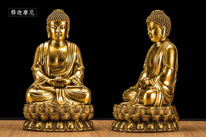 3P -TOP GOOD  Sakyamuni Amitabha Amitayus Medicine Guru THREE Buddha figures HOME family  Protection copper Sculpture statue
