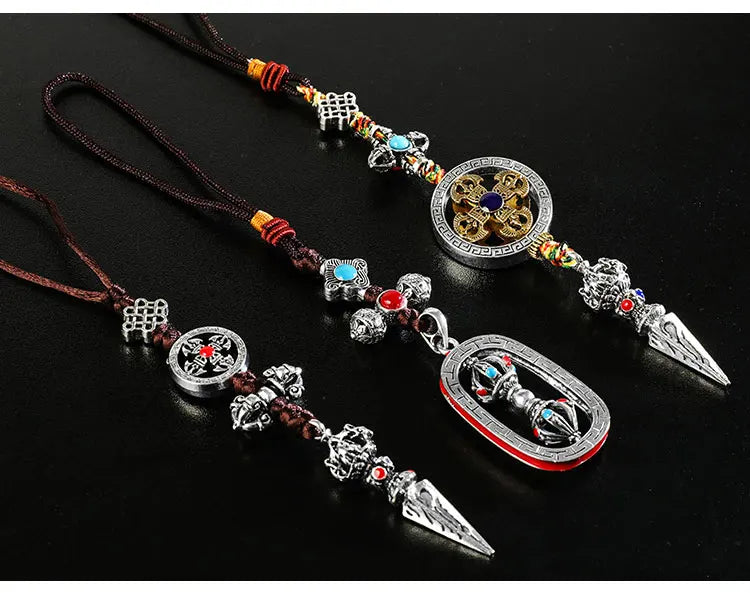 3P wholesale Buddhist supplies Pocket travel efficacious talisman Tibetan silver Cross Vajra Vajvakilaka Amulet Buddhist Pendant