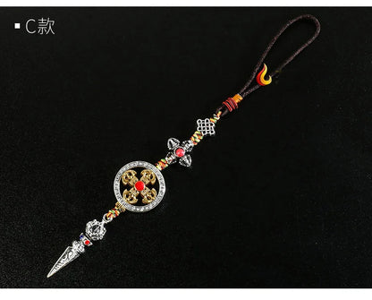 3P wholesale Buddhist supplies Pocket travel efficacious talisman Tibetan silver Cross Vajra Vajvakilaka Amulet Buddhist Pendant