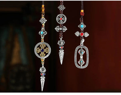 3P wholesale Buddhist supplies Pocket travel efficacious talisman Tibetan silver Cross Vajra Vajvakilaka Amulet Buddhist Pendant
