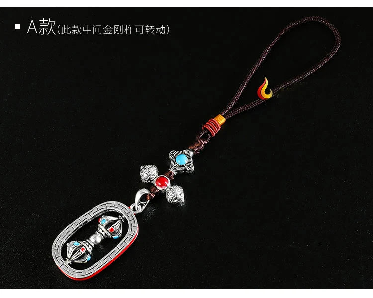 3P wholesale Buddhist supplies Pocket travel efficacious talisman Tibetan silver Cross Vajra Vajvakilaka Amulet Buddhist Pendant