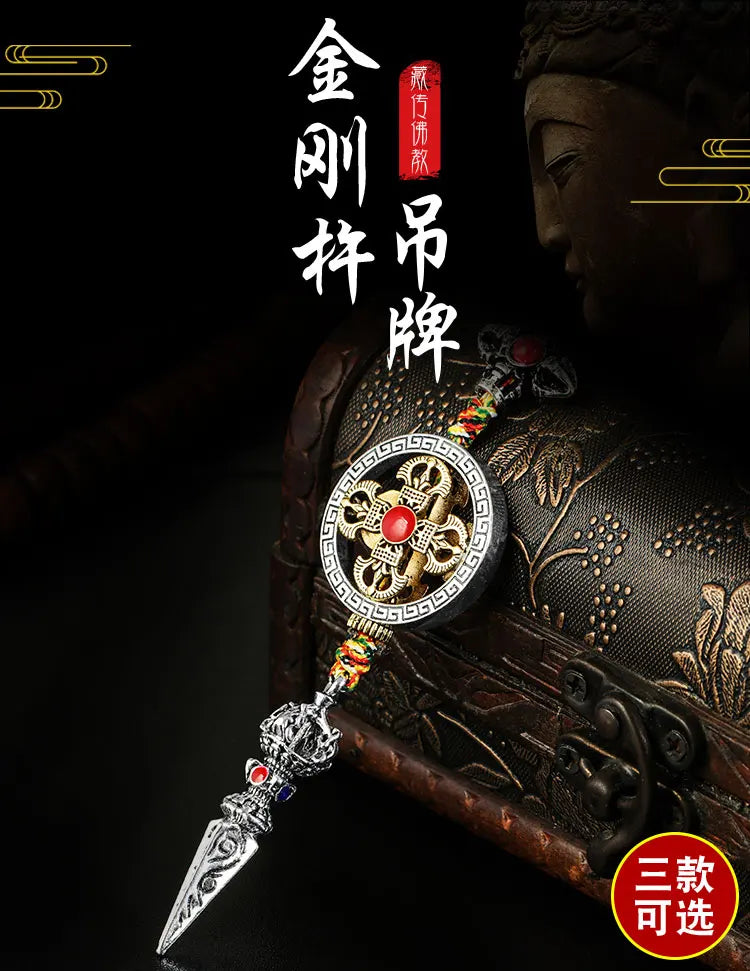 3P wholesale Buddhist supplies Pocket travel efficacious talisman Tibetan silver Cross Vajra Vajvakilaka Amulet Buddhist Pendant