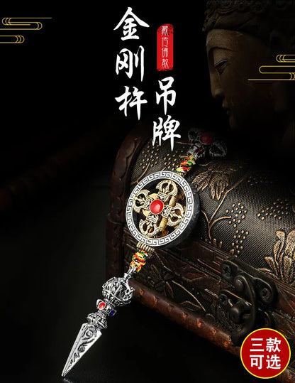 3P wholesale Buddhist supplies Pocket travel efficacious talisman Tibetan silver Cross Vajra Vajvakilaka Amulet Buddhist Pendant