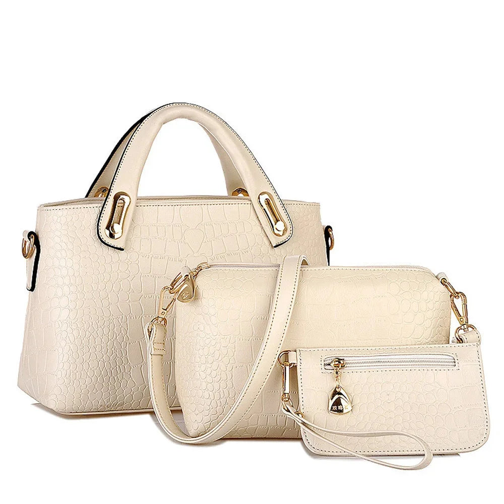 3PC Set For Luxury Handbags Women Handbag Shoulder s Tote Purse Leather Ladies Messenger Hobo Bag Beach Bolso Mujer