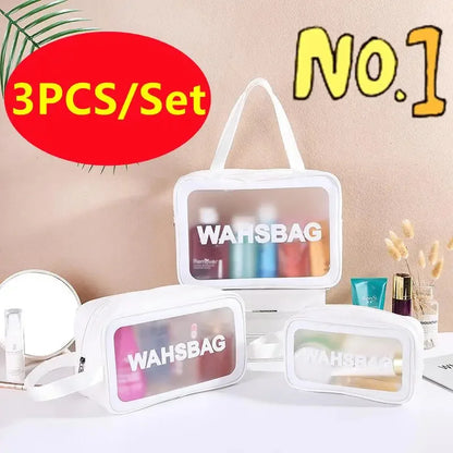 3PC/Set Portable Travel Wash Bag Transparent Waterproof Makeup Storage Pouch Large Capacity Cosmetic Organizer Beauty Women Case